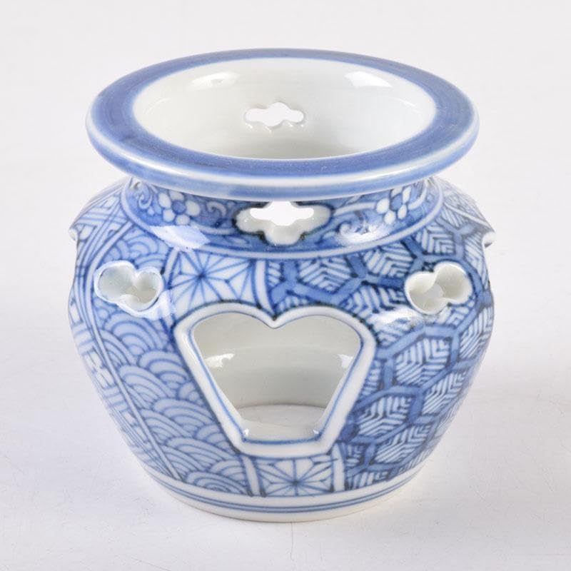 茶道具 京焼 平安昭阿弥造 染付 花草文 蓋置 共箱 V